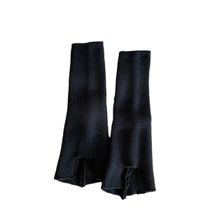 Japanese style black ribbed leg warmers with slit detail for a slimming retro look