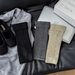 Women Leg Warmers Acrylic Rib Knit Slouch Socks Warm Dotted Nepped Yarn Winter Japanese Style Harajuku