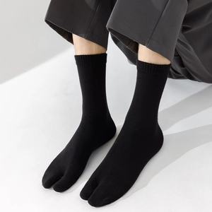 Cotton Blend Tabi Socks For Men Split Toe Mid Calf Casual Solid Color Japanese Style Accessories