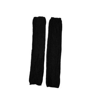 Ballet style black ribbed knit leg warmers with bows for a sweet Japanese JK aesthetic