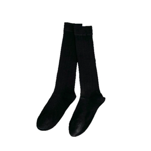 Chaussettes mi-hautes noires classiques pour femmes avec bord-côte et texture coton doux