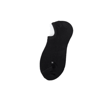 Men's mesh breathable invisible boat socks in black with non-slip silicone and N logo
