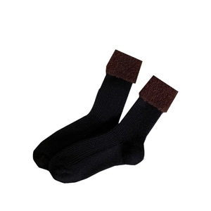 Chaussettes épaisses en laine avec revers en laine d'agneau pour chaleur hivernale