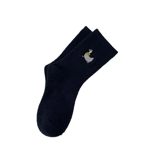 Chaussettes thermiques bleu marine avec broderie oie pour la chaleur hivernale