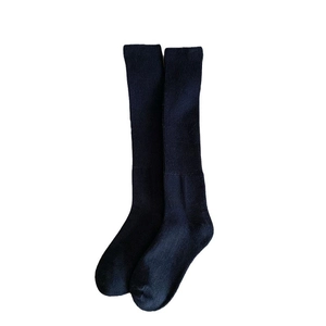 Thickened ribbed black calf socks for women with Japanese preppy style cotton texture