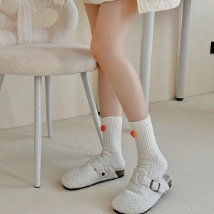 Chaussettes Slouch en Mélange de Laine pour Femmes Décoration Cœur Doux Thermiques Mi-Mollet Tricotées pour Automne Hiver