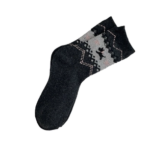 Calze spesse in lana con motivo nordico vintage di alce e dettagli in maglia geometrica