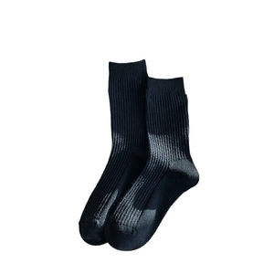 Thick black ribbed wool socks for women featuring minimalist Japanese retro style design