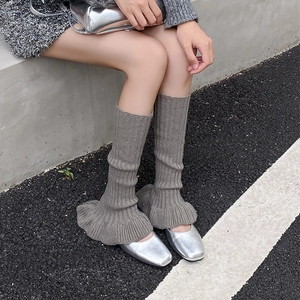 Knit Leg Warmers Ruffle Flare Hem Ribbed Thermal Balletcore Y2K Style Winter Warm Calf Sleeves Women Girls Fashion