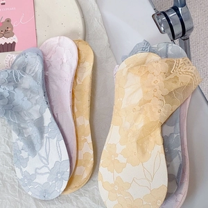 Breathable lace mesh crew socks for women in various pastel colors for spring and summer