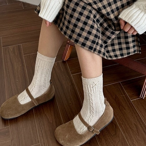 Women Mid Calf Socks Cotton Cable Knit Bowknot Artificial Pearl Sweet Vintage Style College Aesthetic Fashion Accessories