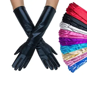 Damen 43cm glänzende Lackleder Opernhandschuhe in verschiedenen Farben für Cosplay Kostüme