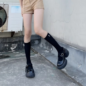Lolita Calf Socks Cotton Hollow Mesh Breathable JK Style Heart Artificial Pearl Decor Sweet For Women