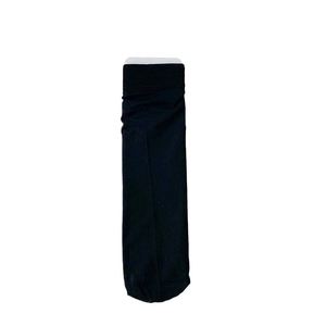 Minimalist black velvet knit high socks with ribbed cuffs in sweet Japanese JK style