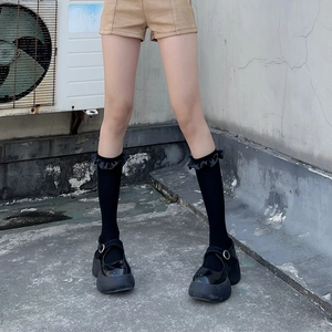 Lolita Style Calf Socks Cotton Lace Ruffle Trim Sweet JK School Girl Fashion Footwear Accessories For Women