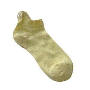 Chaussettes jaunes de style japonais avec pois colorés et broderie nœud 3D au talon