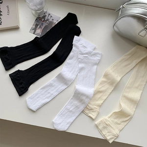 Detailed lace texture of Japanese style hollow-out mesh knee-high socks in three colors