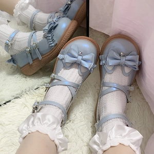 Chaussettes Mi-mollet En Coton Style Lolita Japonaise Pour Femmes Avec Noeuds En Ruban Satin Et Volants Dentelle JK Chaussettes