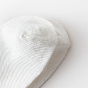 Gros plan sur la texture en tricot côtelé et les coutures sans couture des chaussettes