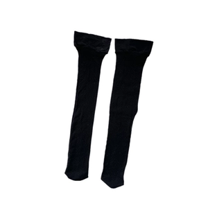 Japanese style black knee high socks with breathable mesh hollow knit for women