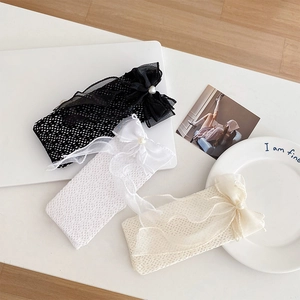 Lot de 3 paires de chaussettes en dentelle avec nœuds en tulle et perles assorties