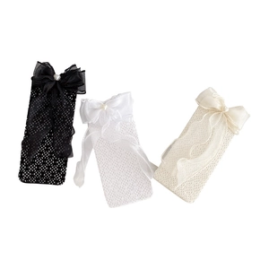Chaussettes hautes style JK en résille avec grands nœuds et perles, lot de trois couleurs