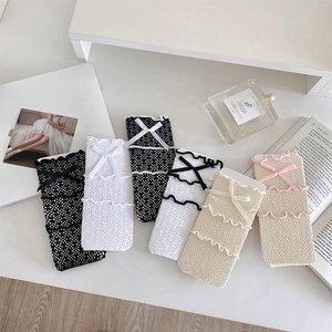 Chaussettes hautes en dentelle ajourée avec nœud papillon et volants en 4 couleurs