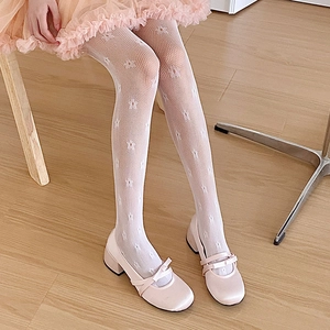 Women Lolita Lace Pantyhose Nylon Ultra Thin Hollow Mesh Breathable Jacquard Flower Star Heart Pattern Sweet Legwear