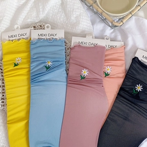 Daisy embroidered sheer mesh socks for women in multiple colors with breathable texture