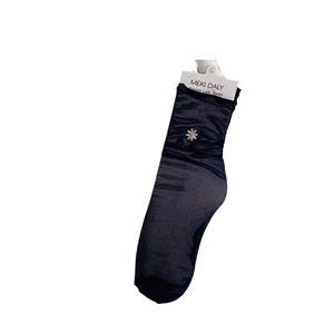 Sheer daisy embroidery socks for women with elegant lace mesh and breathable fabric