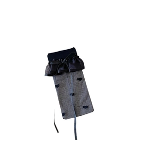 Japanese sweet Lolita grey calf socks with black heart patterns and lace bow details