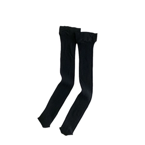 Japanese style black breathable mesh high socks for women with a sleek minimalist design