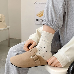 Damen Baumwolle Polka Dot Socken Japanischer Retro Rollrand Atmungsaktiv Süß Wadenhoch Für Mädchen