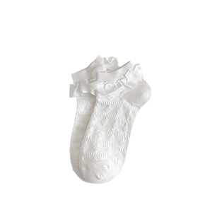 Chaussettes blanches Lolita avec bordure en dentelle et motif diamant pour filles style princesse