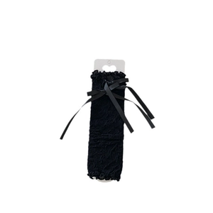 Lolita style black lace arm sleeves with cute ribbon bow for summer sun protection