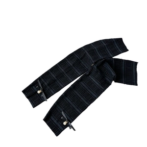 Black balletcore leg warmers with pleats and pearl bow charms for women