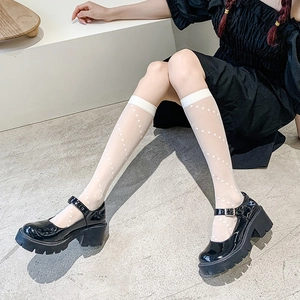 Women Sheer Polka Dot Calf Socks Japanese JK Style Nylon Mesh Breathable Thin Sweet Hosiery Fashion Accessories