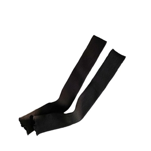 Japanese style black ribbed knit leg warmers with minimalist solid color design for women