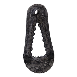 Socquettes invisibles en dentelle noire pour femmes avec silicone antidérapant et bords