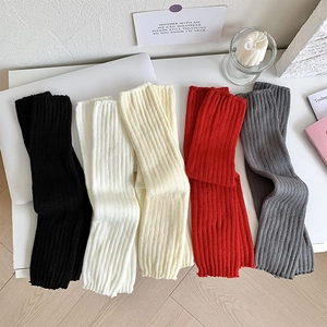 Jambières En Tricot Côtelé Couleur Unie Chaussettes Slouch Hiver Chaudes Longues Sans Pieds Pour Femmes Style Lolita Preppy