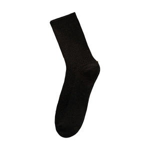 Thick winter warm black ribbed mid-calf socks for women featuring soft elastic cuffs