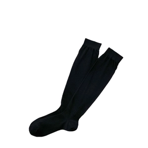 Japanese ballet style calf high socks in black cotton blend with ribbed cuffs and elastic fit