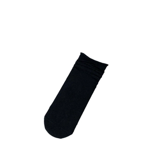 Japanese style black mesh crew socks with hollow knit design and ribbed cuffs for women