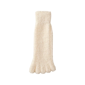 Creamy white fluffy coral fleece five-finger socks for warm winter loungewear