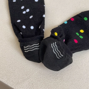 Detailed macro of black no-show socks with non-slip silicone wave grips on the heel