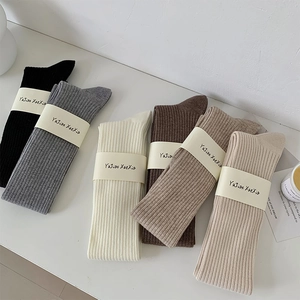 Detailed knit texture of over-the-knee socks in minimalist neutral tones pack