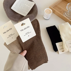 Close-up of ribbed cotton socks in autumn colors showing fabric texture and tight cuffs