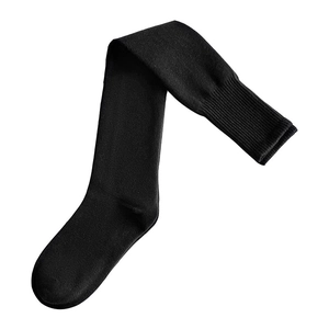 Thick black over-the-knee wool socks with wide ribbed cuffs for winter warmth and anti-slip