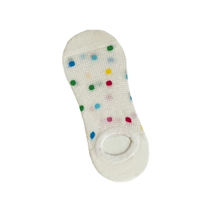 White breathable mesh invisible socks with colorful polka dots and non-slip silicone