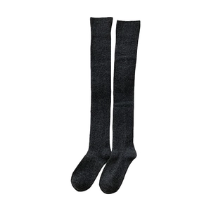 Thick charcoal grey over-the-knee socks with ribbed cuffs for winter warmth and style
